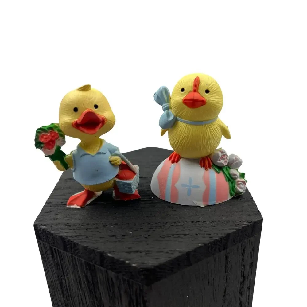 Vintage Plastic Easter Baby Chick Cake Toppers Mini Decorative Figurines